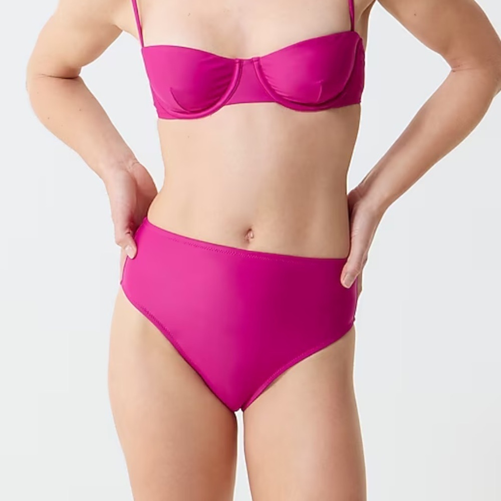 🌻NEW w.tags J. Crew Fuchsia High-rise full-coverage bikini bottoms